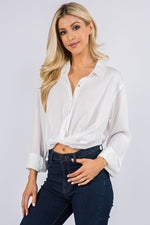 Button Down Twist Top White with Jeans