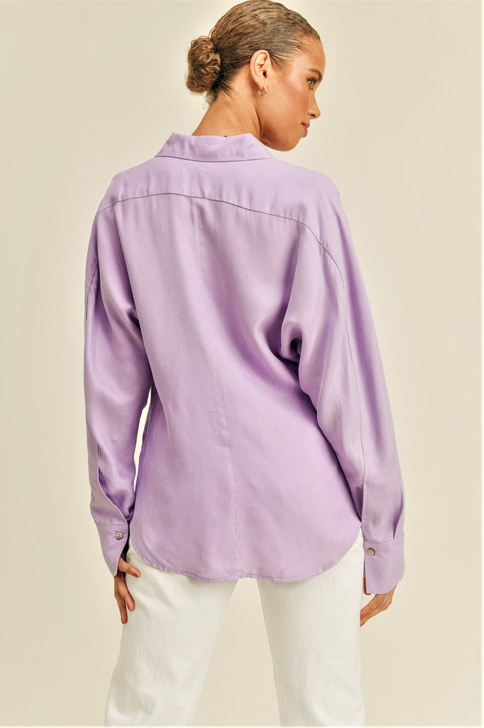 Back View - Marilyn Lilac Button Down Blouse