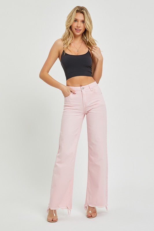 Light Pink High Rise Wide Jeans