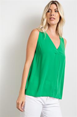 Kelly Green Sleeveless V Neck Flowy Top with Pants