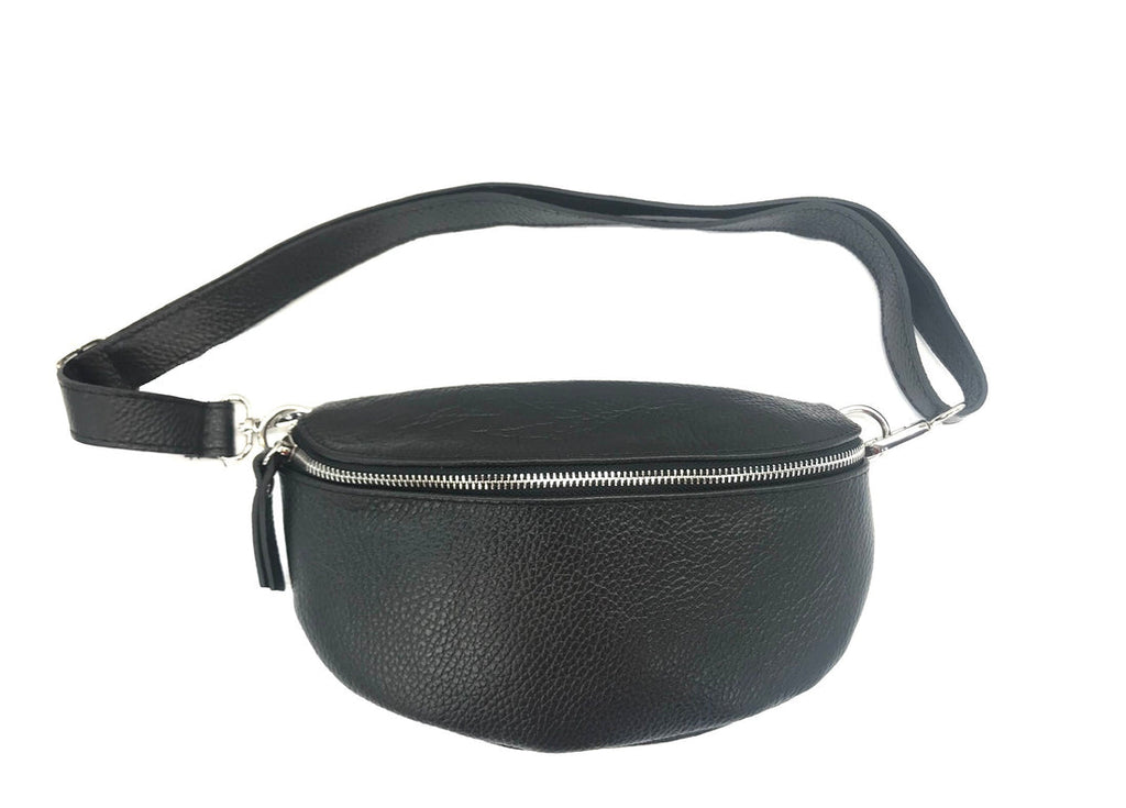 Black Sol Leather Fanny Pack