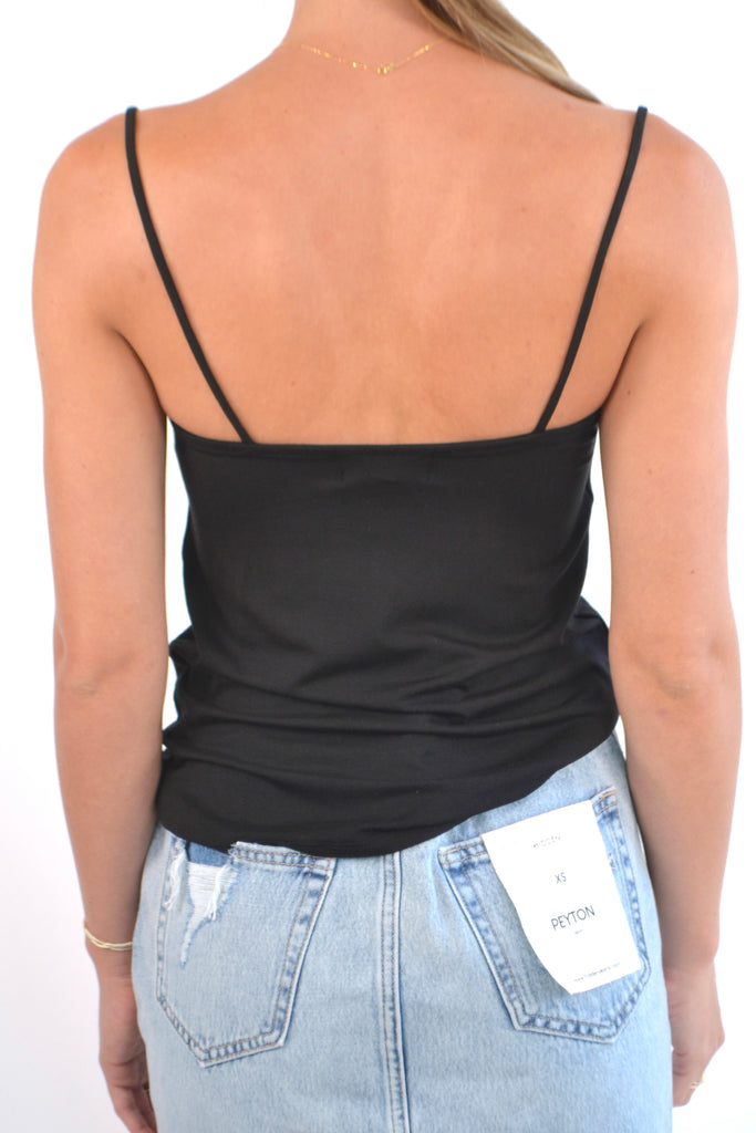 Back View - Black Kelsi Drape Cami