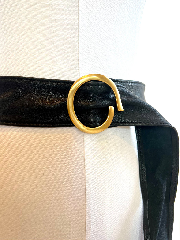 Suede Belt with Gold Buckle