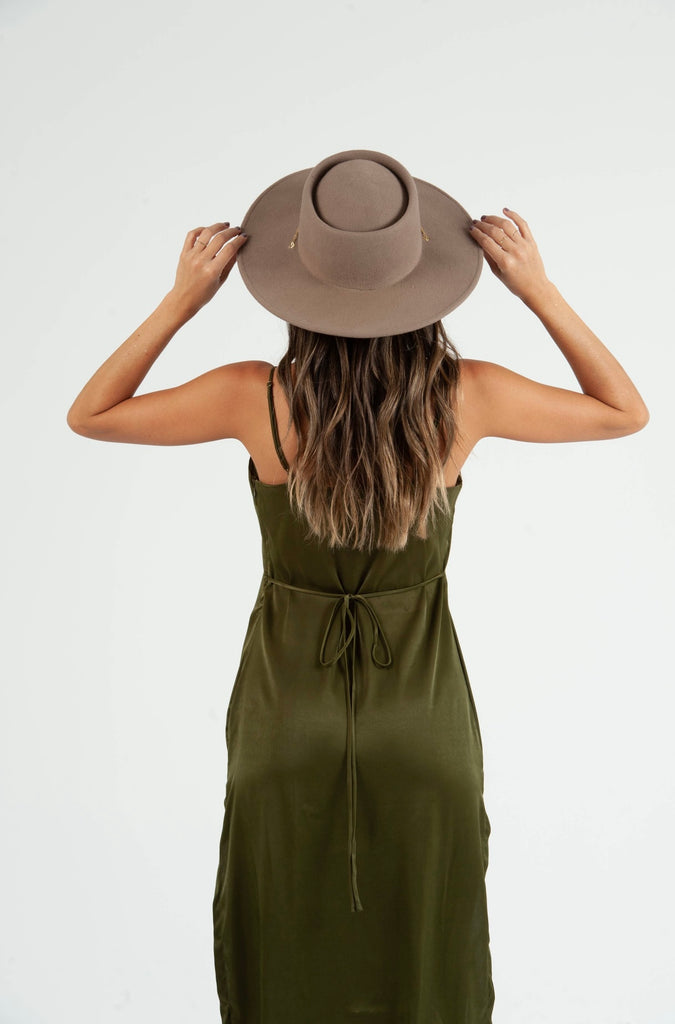 Back View - Moss Green Slip Dress