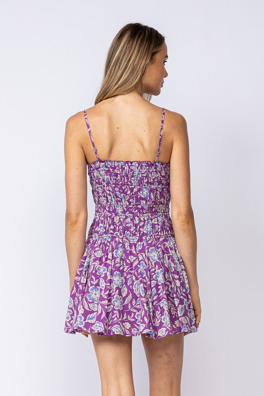 Back View - Purple Pandora Dress with Ruched Waist