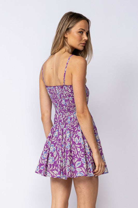 Back Side View - Purple Pandora Dress with Ruched Waist