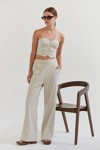 Model wearing Oatmeal Vergie Strapless Vest Top