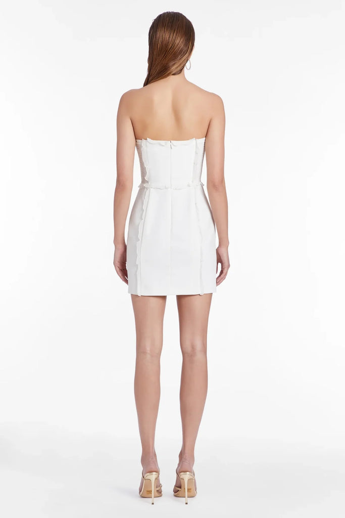 Back View - Ivory Jeannie Strapless Mini Dress
