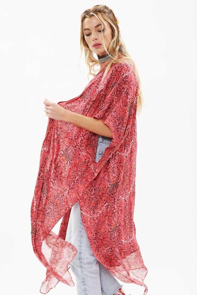 Vintage Mauve Hand Beaded Kimono 