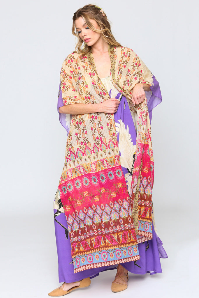 Obsessed Kimono Cream Fuschia