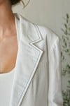 Detail View - White Renata Contrast Stitching Blazer
