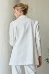 Back View - White Renata Contrast Stitching Blazer