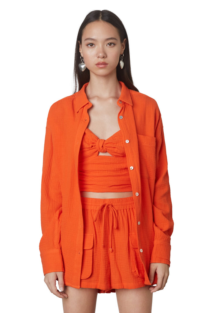 Orange Gauze Boyfriend Shirt