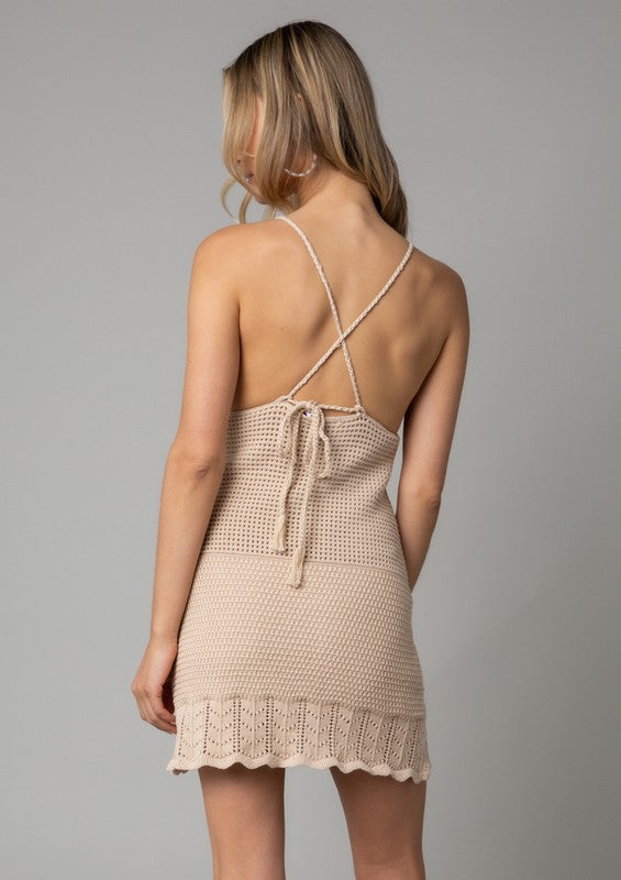 Back View - Liora Mini Dress Natural