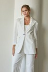 White Renata Contrast Stitching Blazer