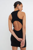 Black Open Back Mini Rib Dress