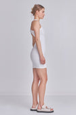 Side View - White Open Back Mini Rib Dress