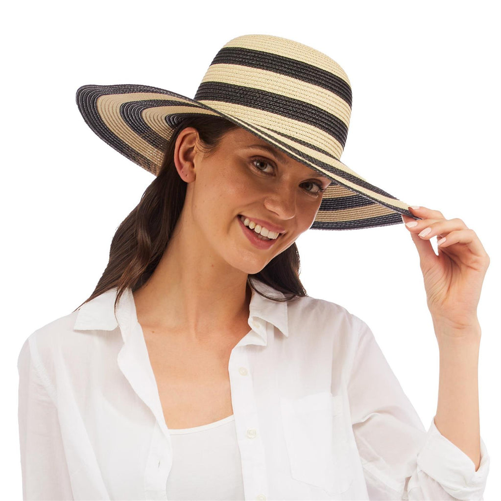 Black Stripe Wide Brimmed Hat