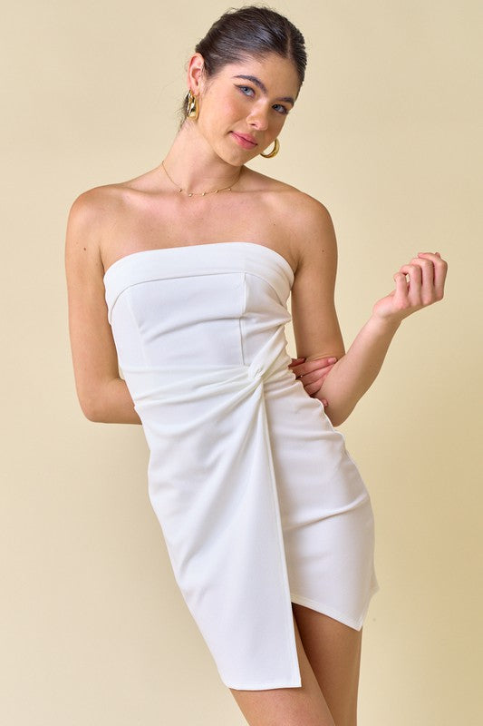 Tube Bodycon Strapless Mini Dress Off White