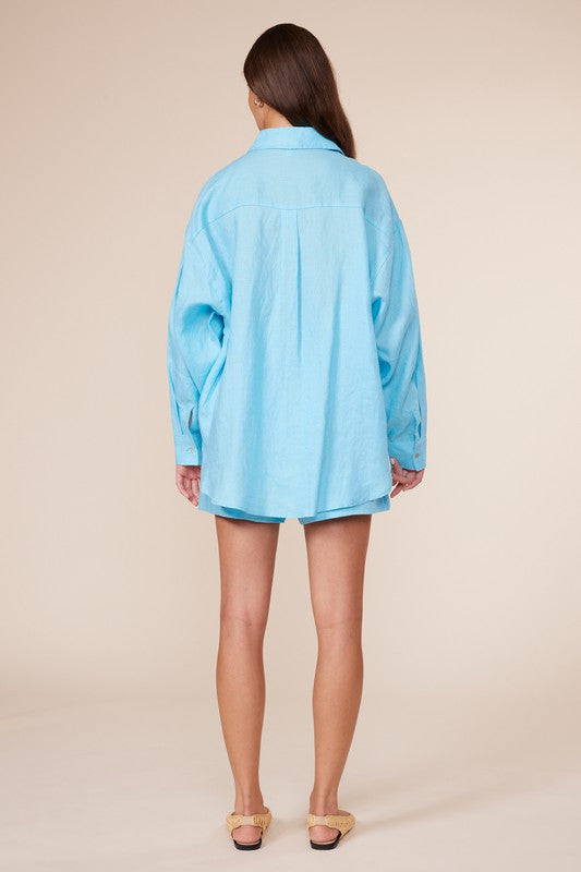 Back View - Blue Toni Button Down