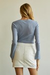 Back View - White Genaviv Denim Skirt Contrast Stitching