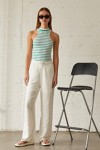 Shirley Green Stripe Racer Neck Knit Top with pants