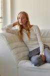White Massey Lightweight Knit Long Sleeve Top with Jeans