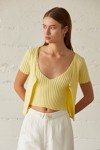Yellow Bella Ribbed Sweater Knit Cardigan with top