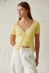 Yellow Bella Ribbed Sweater Knit Cardigan