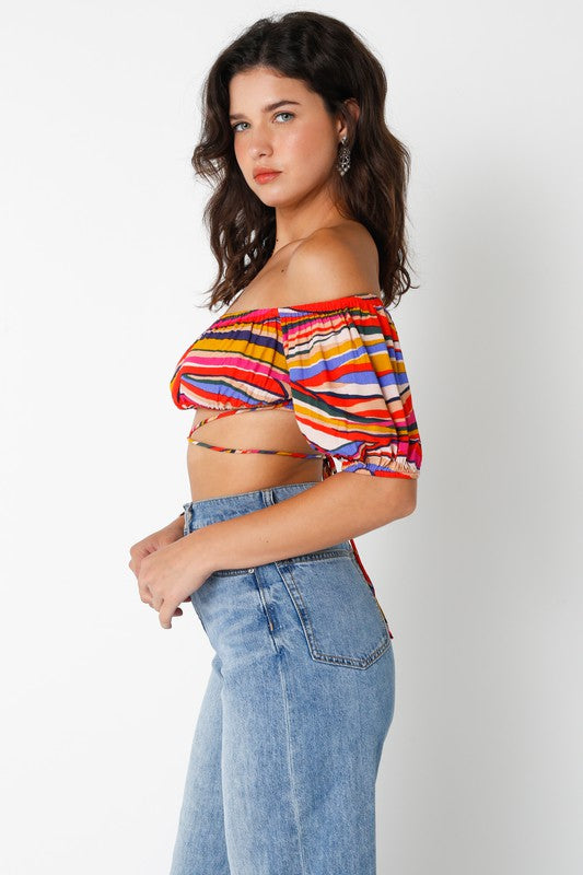 colorful Dhanna Top with crossing straps
