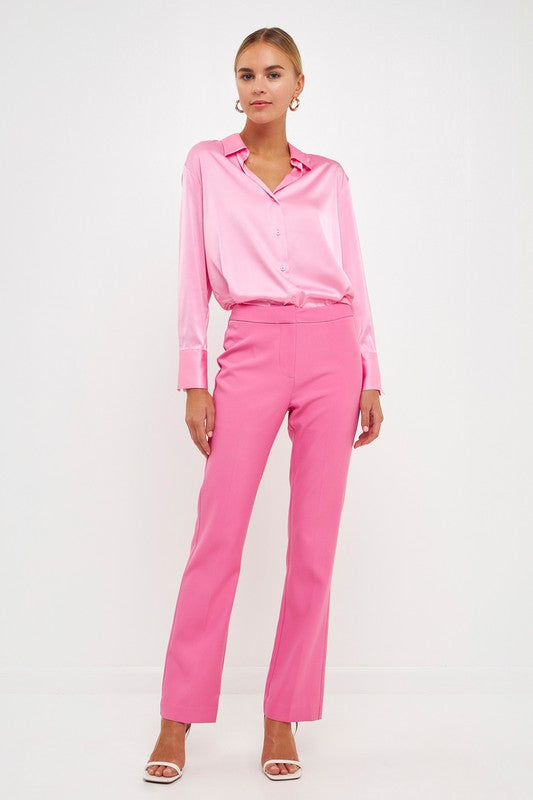 Pink Full Length Low Rise Pants with Blouse