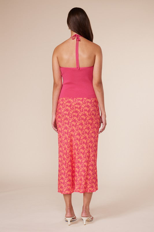 Back View - Ivy Fuschia Halter Knit Halter Tank