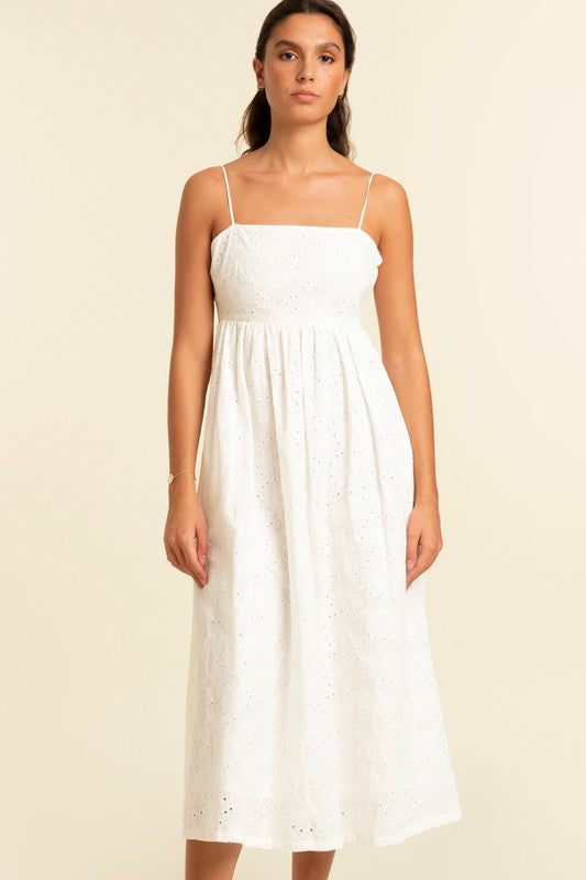 Kana White Eyelet Midi Dress