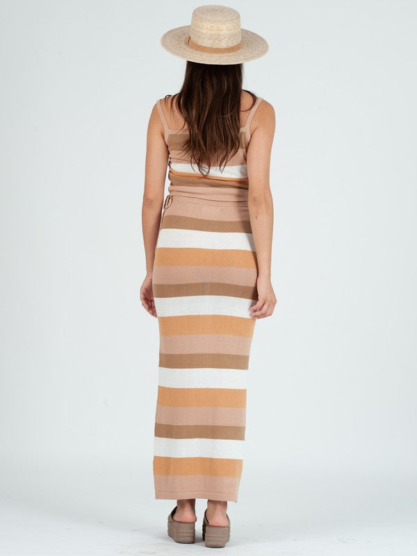 Neutral Stripe Rina Knit Maxi Skirt