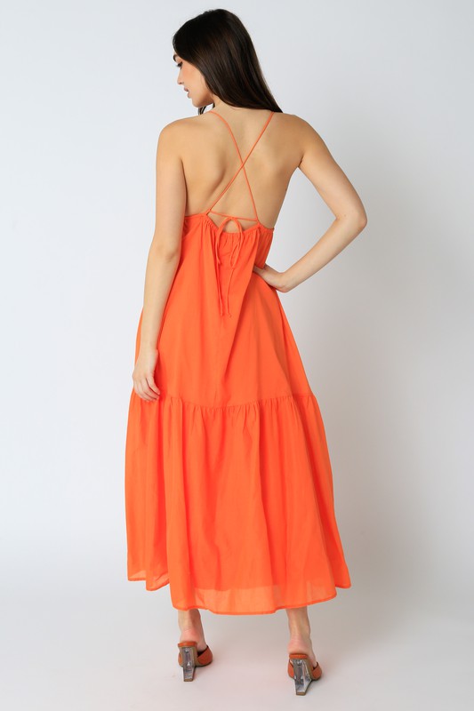 Back View - Dafnie Maxi Dress Orange