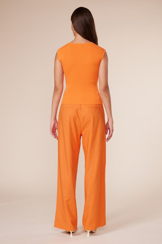 Back View - Orange Cathy Knit Top and pants
