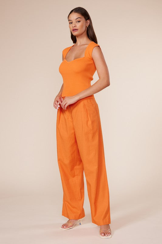 Orange Cathy Knit Top with Pants