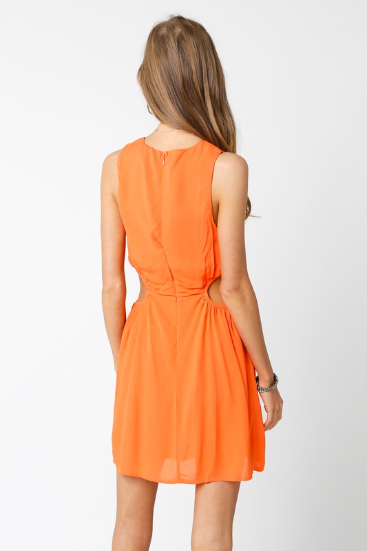 Back View - Orange Valentina Mini Dress