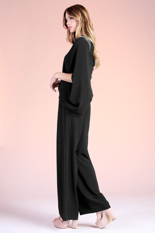 Black Textured Solid Slouchy One Shoulder Jumpsuit