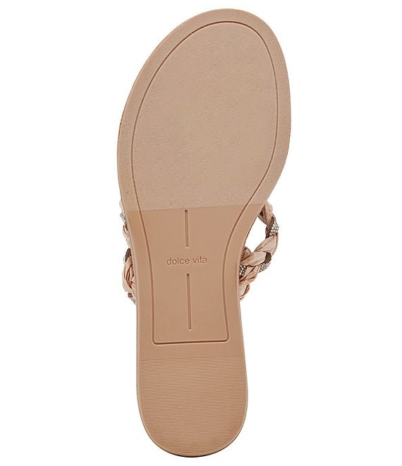 Sole View - Khloe Natural Jeweled Braided Slip On Sandal