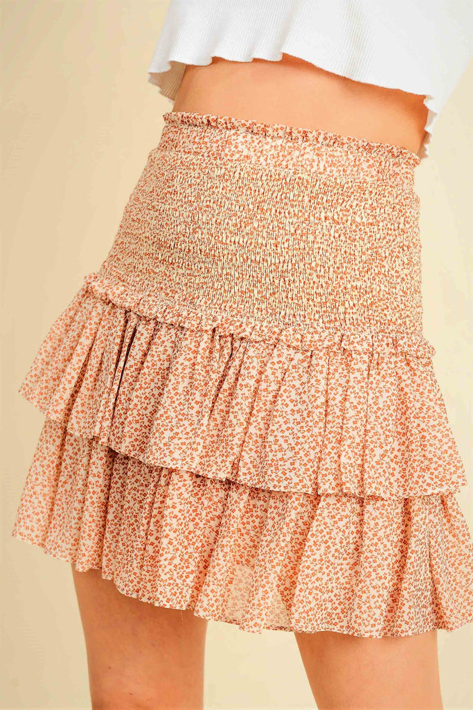 Orange Speck Smocking Layered Skirt