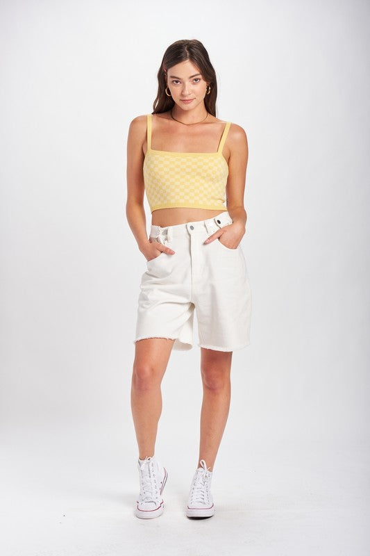 Gingham Crop Top Yellow with Shorts
