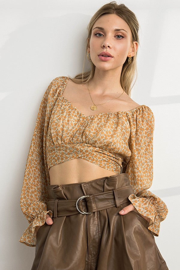 Rust Floral Cut Out Top with Pants