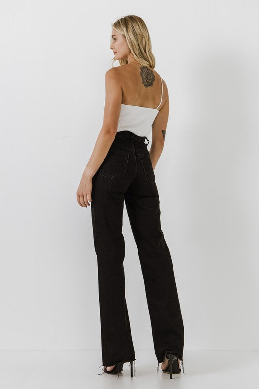 Back View - White One Shoulder Knit Tank