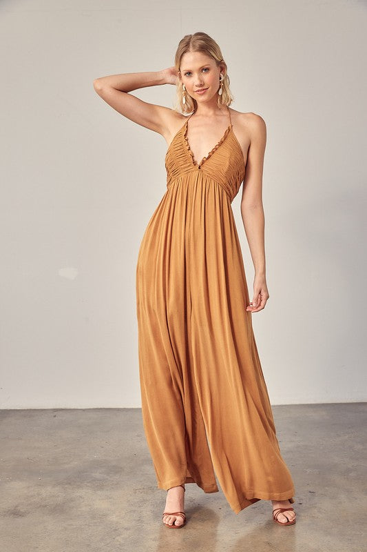 Halter Jumpsuit in gold color