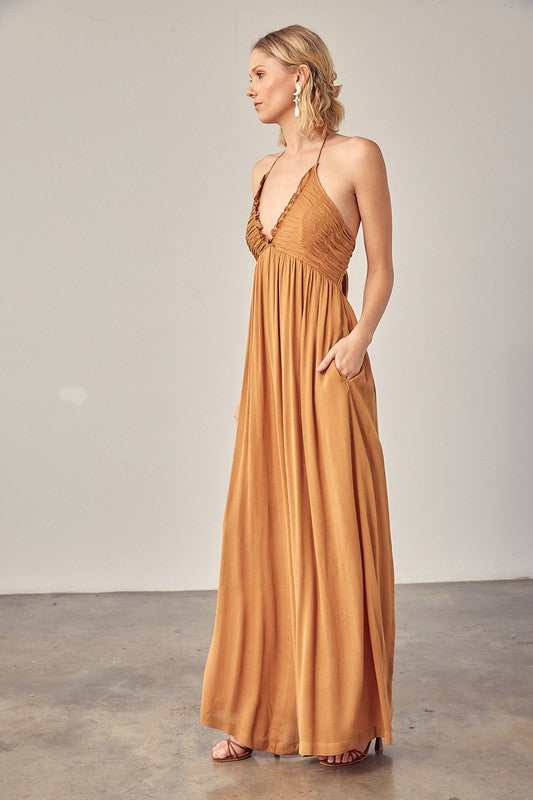 Halter Dress mustard color