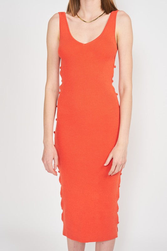 Close View - Tomato Bodycon Midi Dress