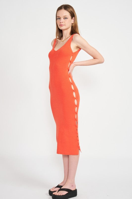 Side View - Tomato Bodycon Midi Dress