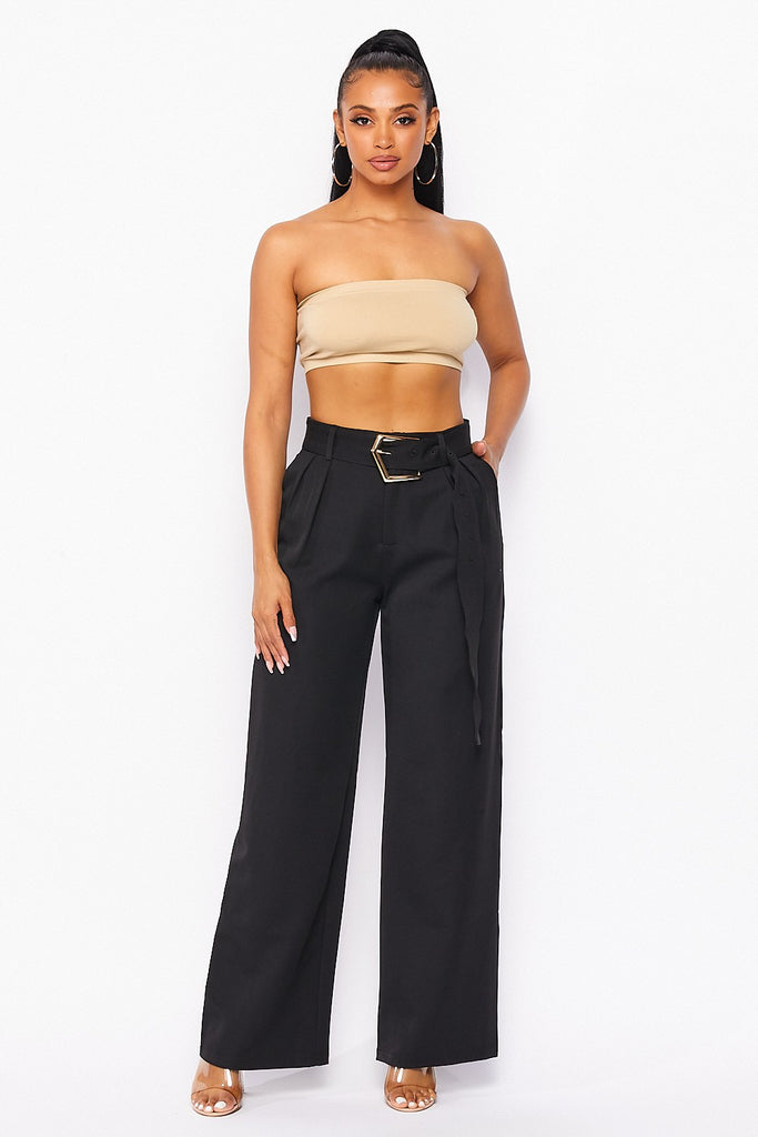 Black Trouser with Belt with tube top