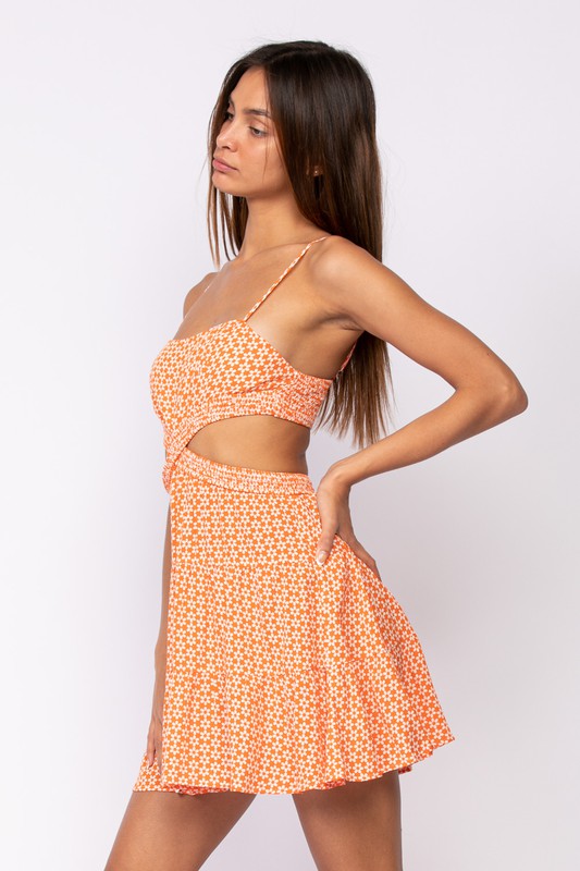 Side View - Orange Pop Floral Dress